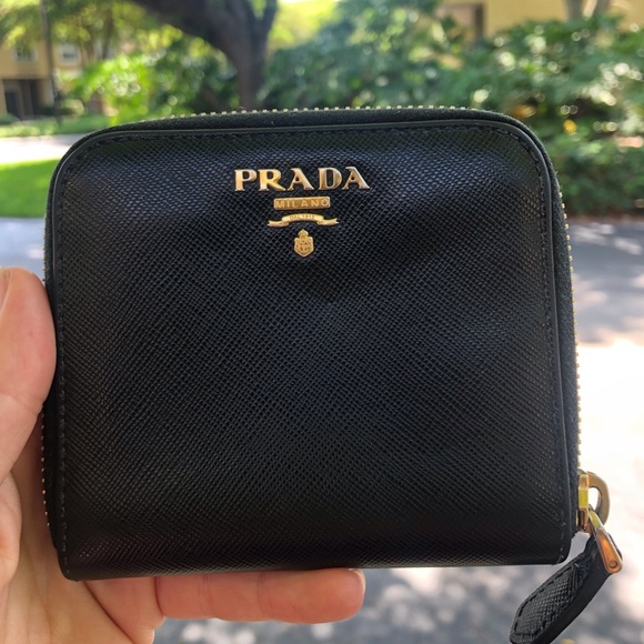 Prada Handbags - Prada Black Saffiano Leather Wallet